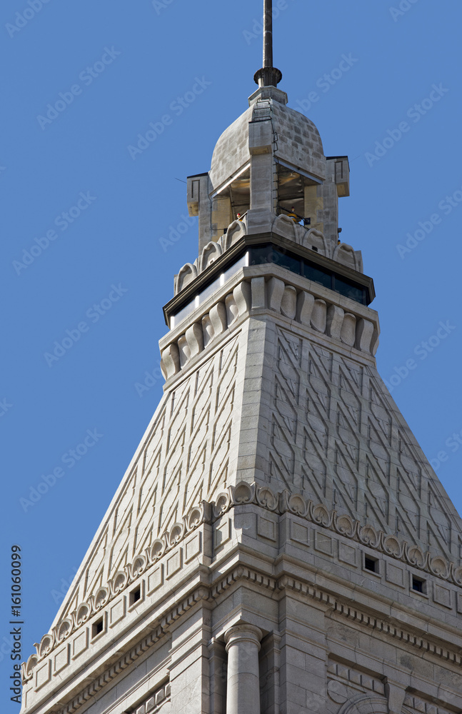 Fototapeta premium Architectural Detail of Renovated Summit of Hartford's Travelers Tower