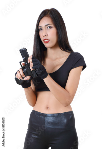 woman and gun