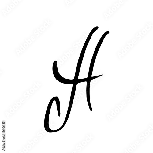 Letter A. Handwritten by dry brush. Elegant strokes font. Vector illustration. Grunge style alphabet