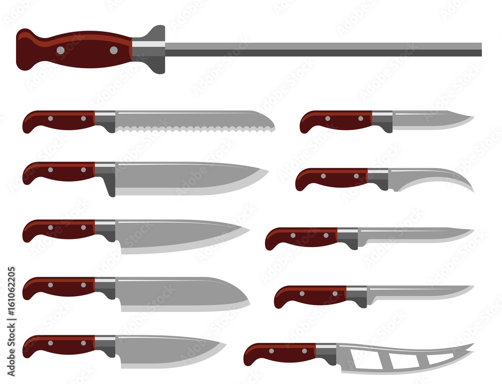 Kitchen knife weapon steel sharp dagger metal military dangerous metallic sword vector illustration