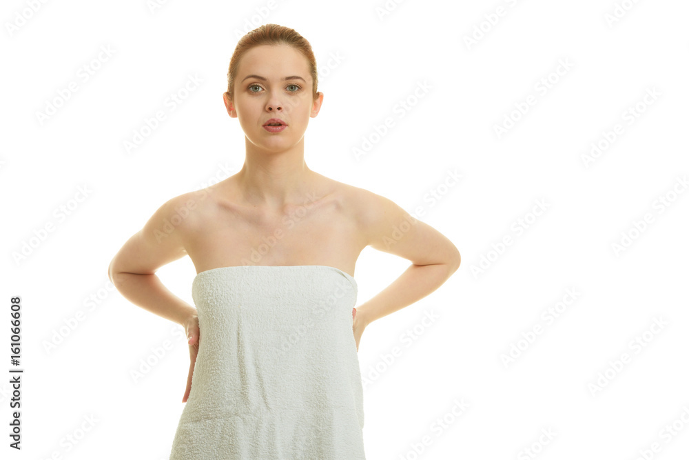 Naked woman in towel after bath Naked woman in towel after bath