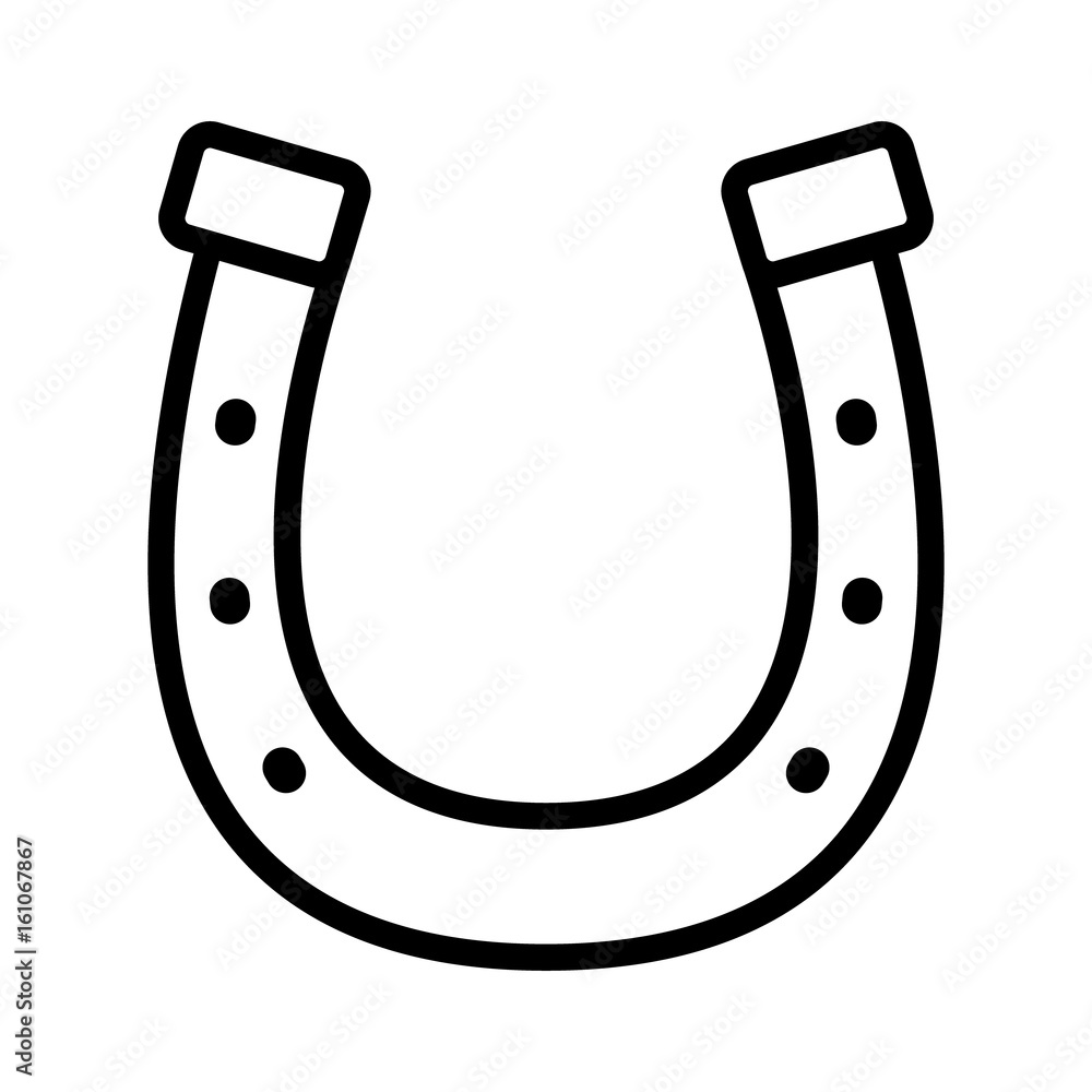 Lucky horseshoe / horse shoe to protect hoof line art vector icon for