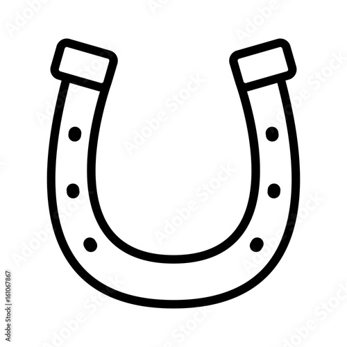 Lucky horseshoe / horse shoe to protect hoof line art vector icon for animal apps and websites
