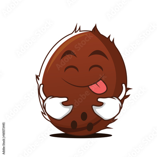 Tongue out coconut cartoon character