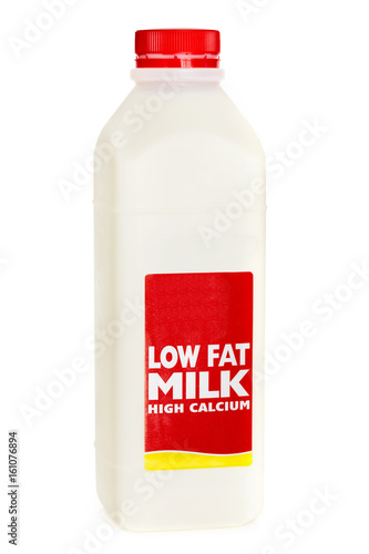 Bottle of Low Fat Milk Isolated on White