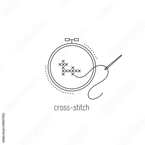 Cross-stitch line icon