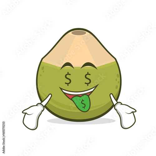 Money mouth green coconut cartoon character photo