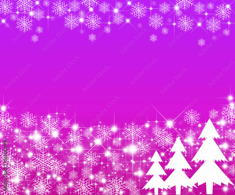 Winter frame with snowflakes and white pine Winter frame with snowflakes and white pine