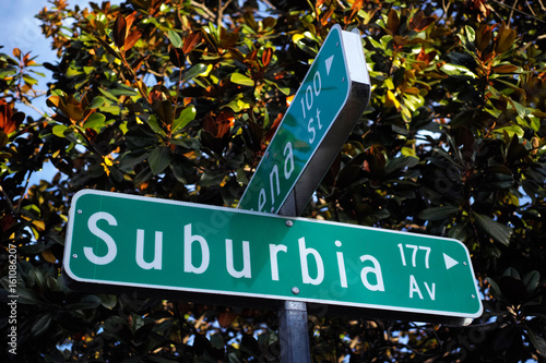 Suburbia Av street sign in suburban California, USA