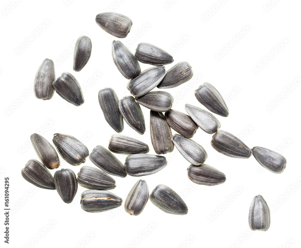 Fried black seeds isolated on white background Fried black seeds isolated on white background