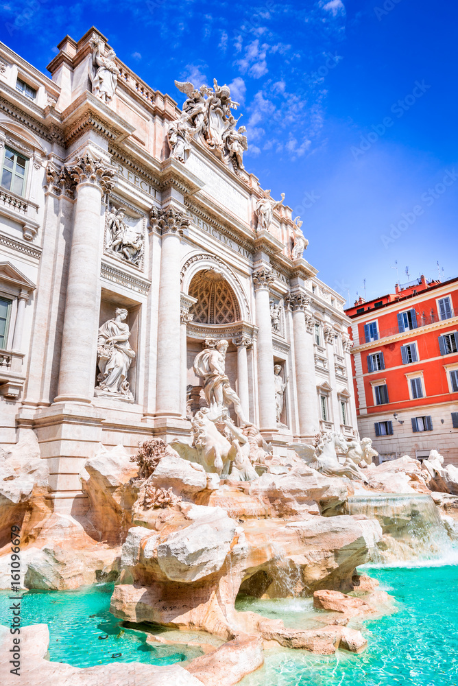 Rome, Italy - Trevi Fountain and Palazzo Poli