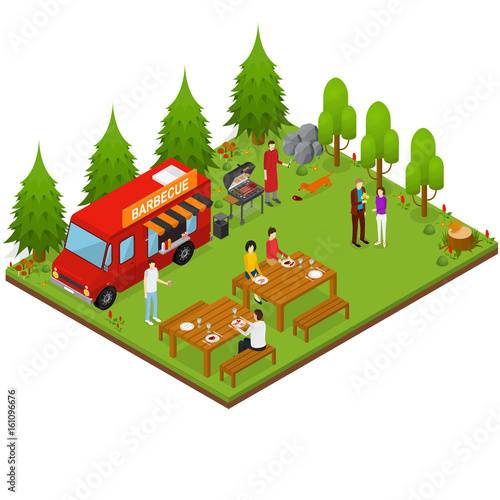 Bbq Isometric View. Vector