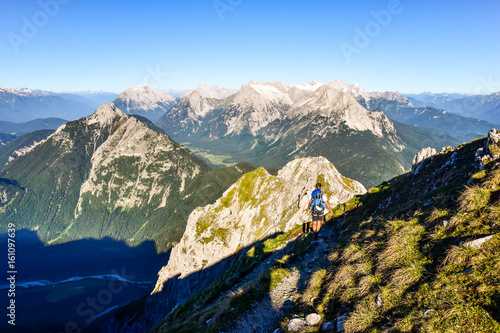 Hiker along a via ferrata called 