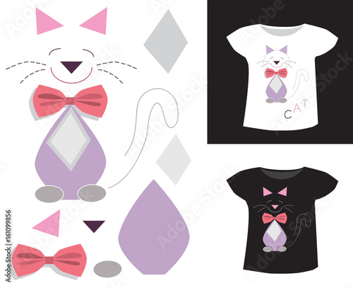 Applique cat with bow