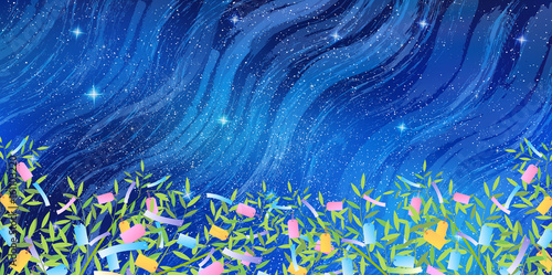 七夕　夏　夜空　背景
