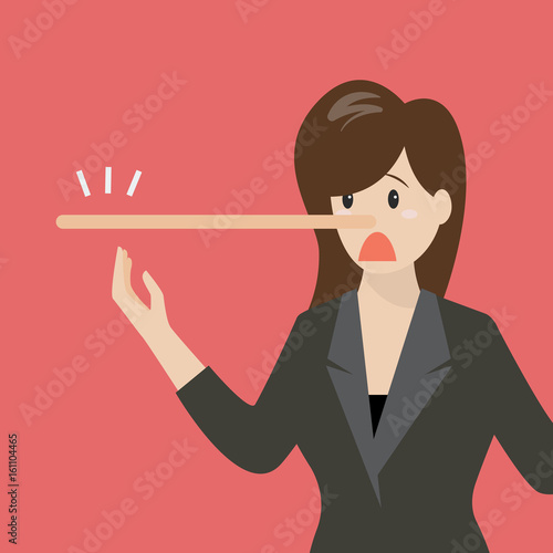 Lying woman with long nose