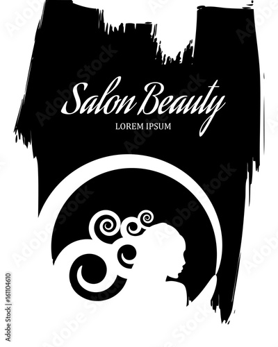 woman beauty salon face, emblem hairstyle, templates or logo for spa

