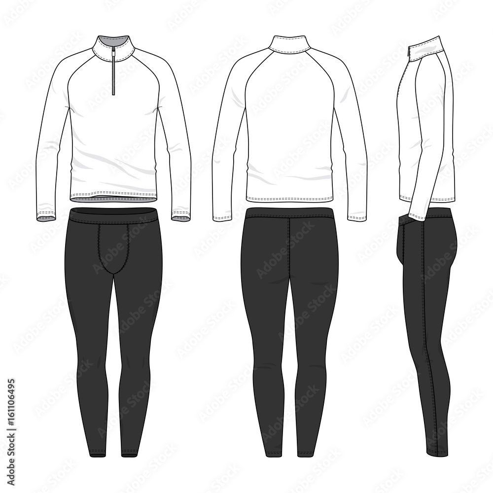 Vector templates of clothing set. Front, back, side views of blank ...