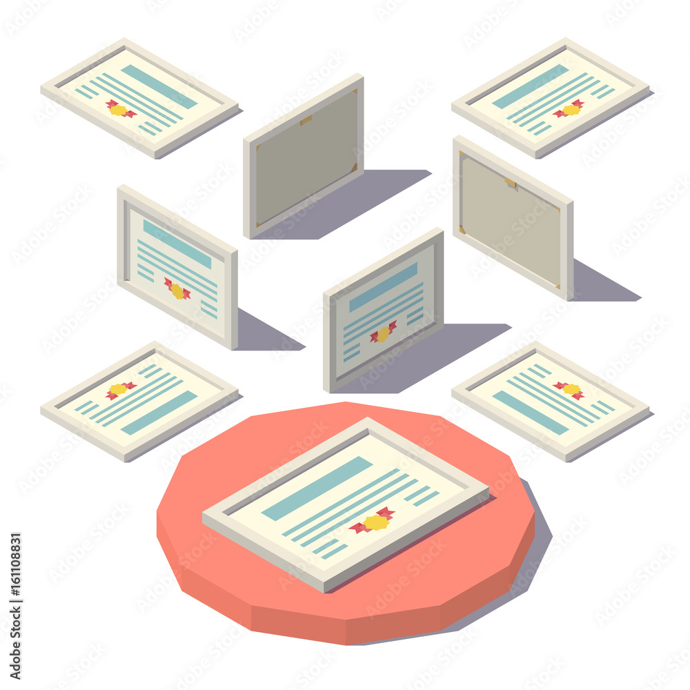 Isometric low poly Diploma Isometric low poly Diploma