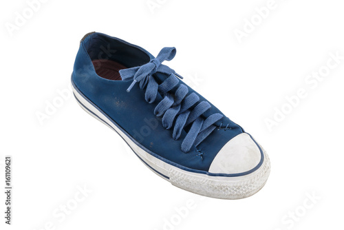 Blue canvas shoes isolated on white background