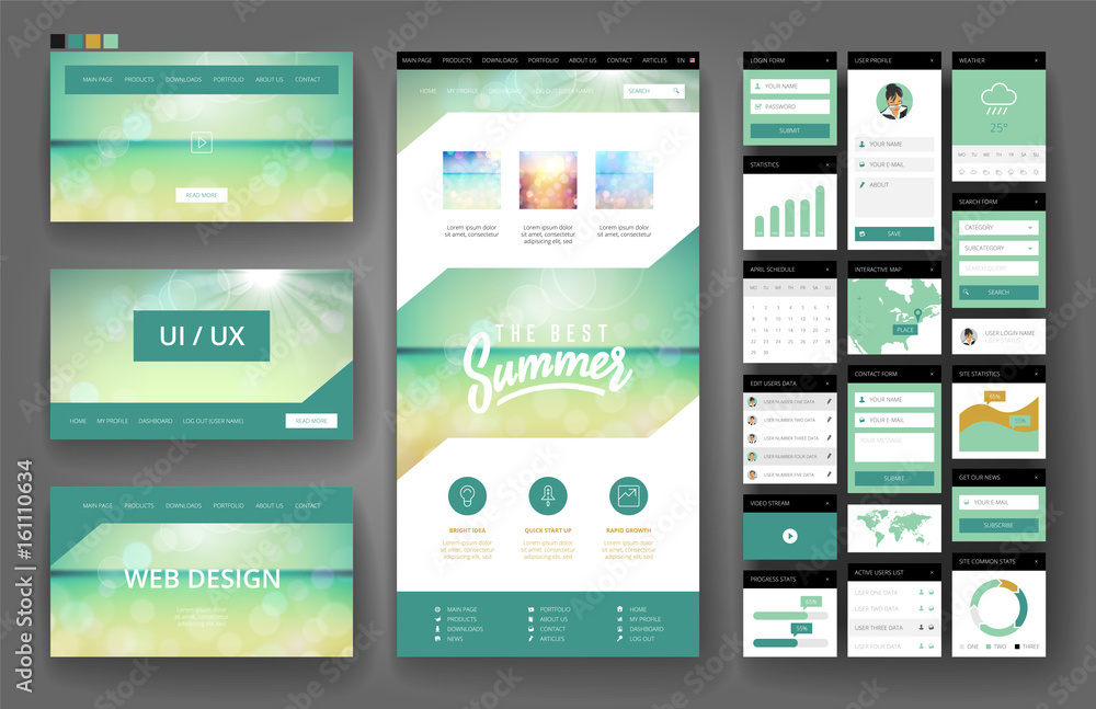 Website design template and interface elements Website design template and interface elements