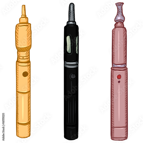 Vector Cartoon Set of Three Electronic Cigarettes.