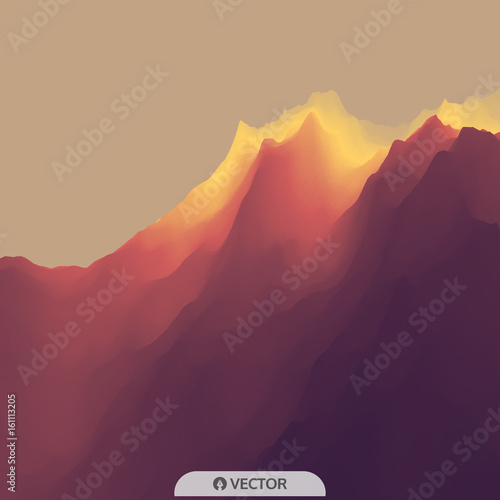 Mountain Landscape. Mountainous Terrain. Vector Illustration. Abstract Background.