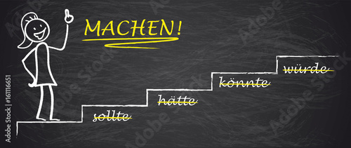 Karriereleiter mit Frau als Motivator