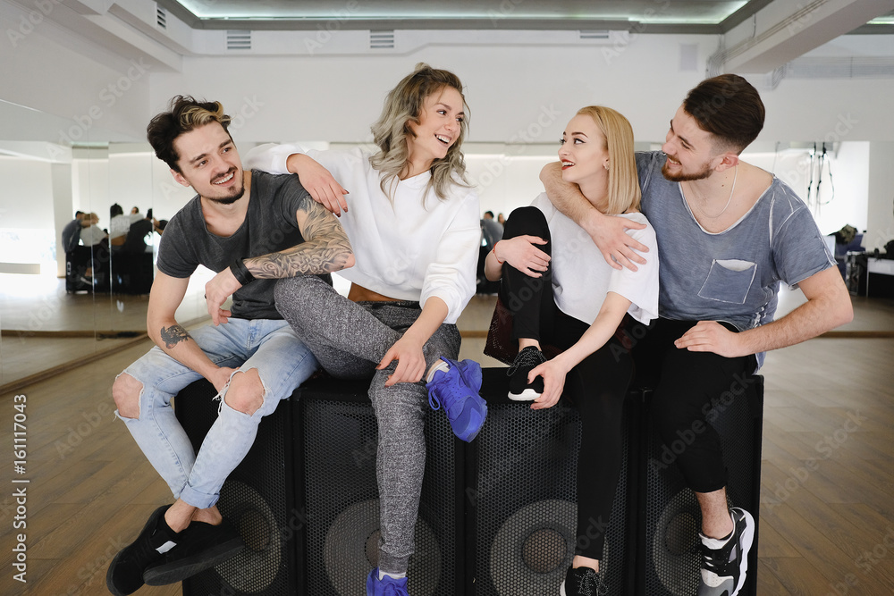 Cheerful group of friends having fun together indoor Cheerful group of friends having fun together indoor