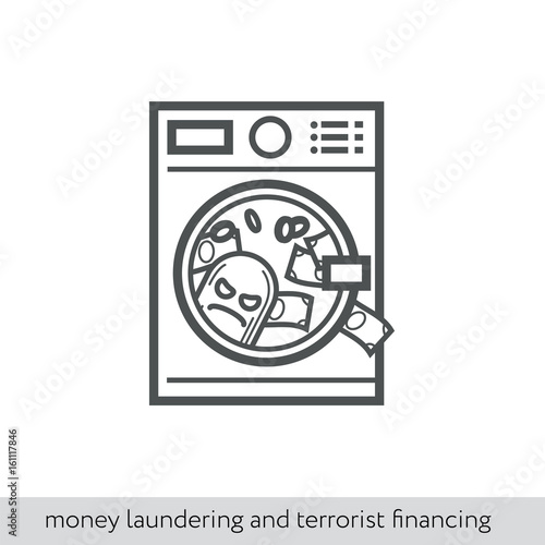 Money laundering and terrorist financing. Vector thin line icon for infographics and print design
