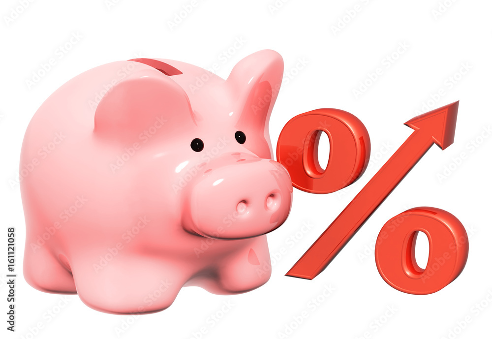 Obraz premium Piggy bank and percent symbol