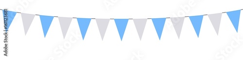 Guirlande, fanions bleus ciel et blancs