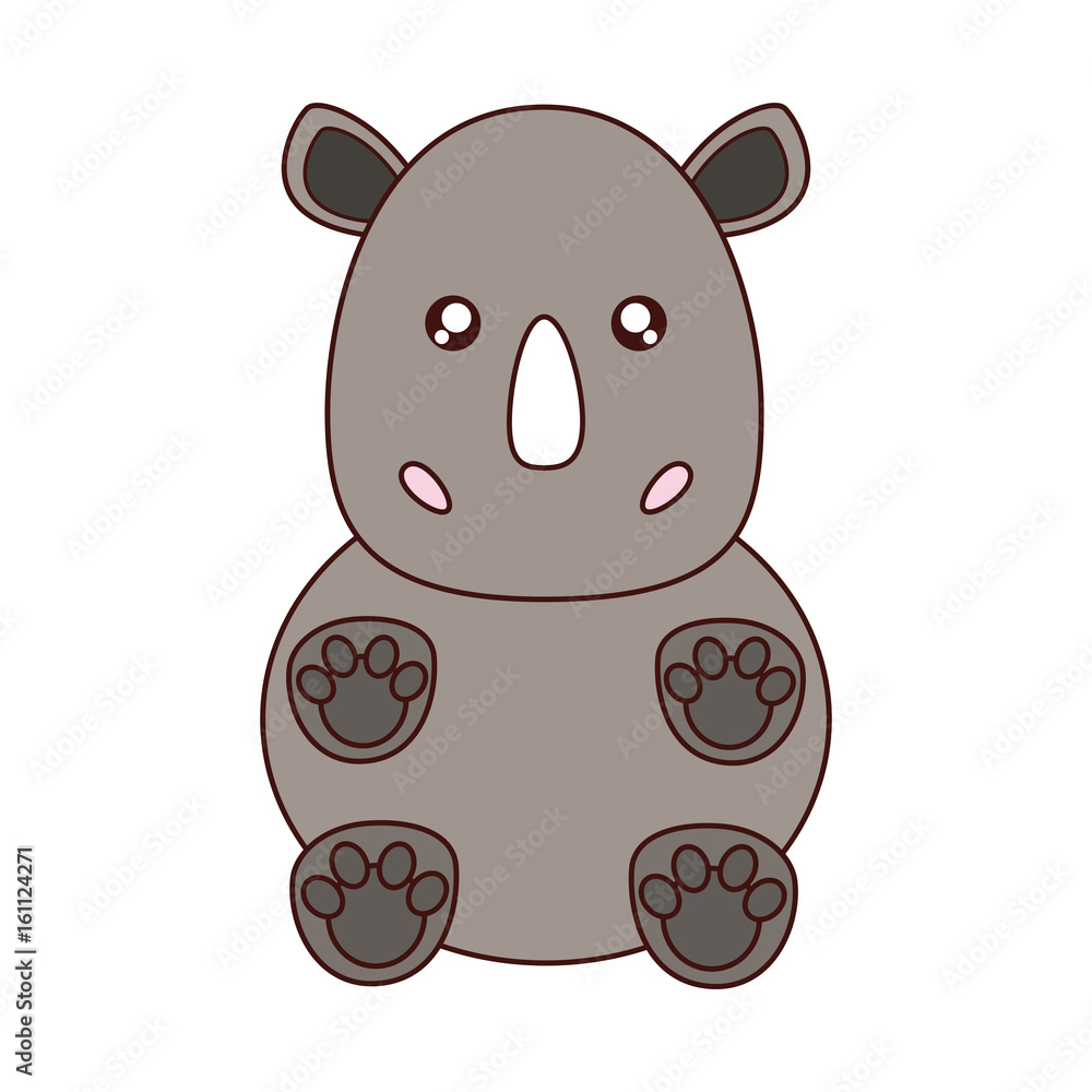 Naklejka premium kawaii rhino animal icon over white background vector illustration
