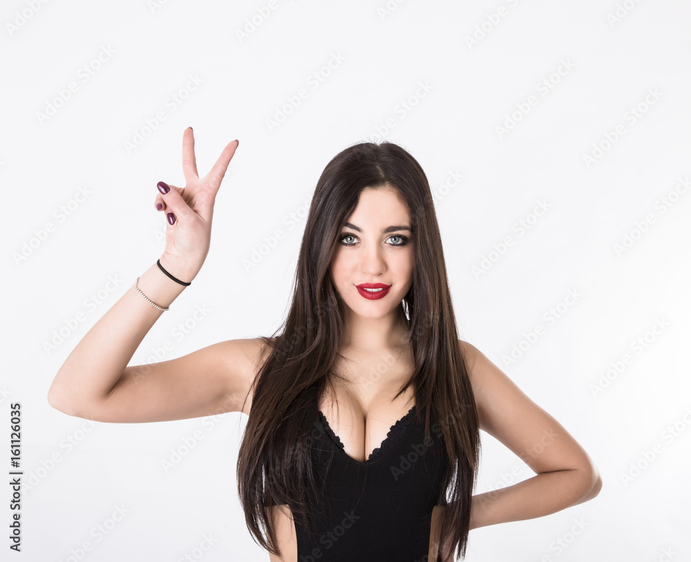 winning gesture for a nice model winning gesture for a nice model