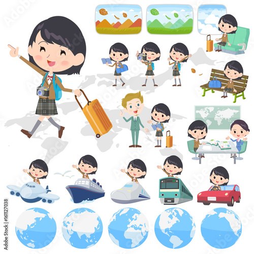 school girl Brown Blazer travel