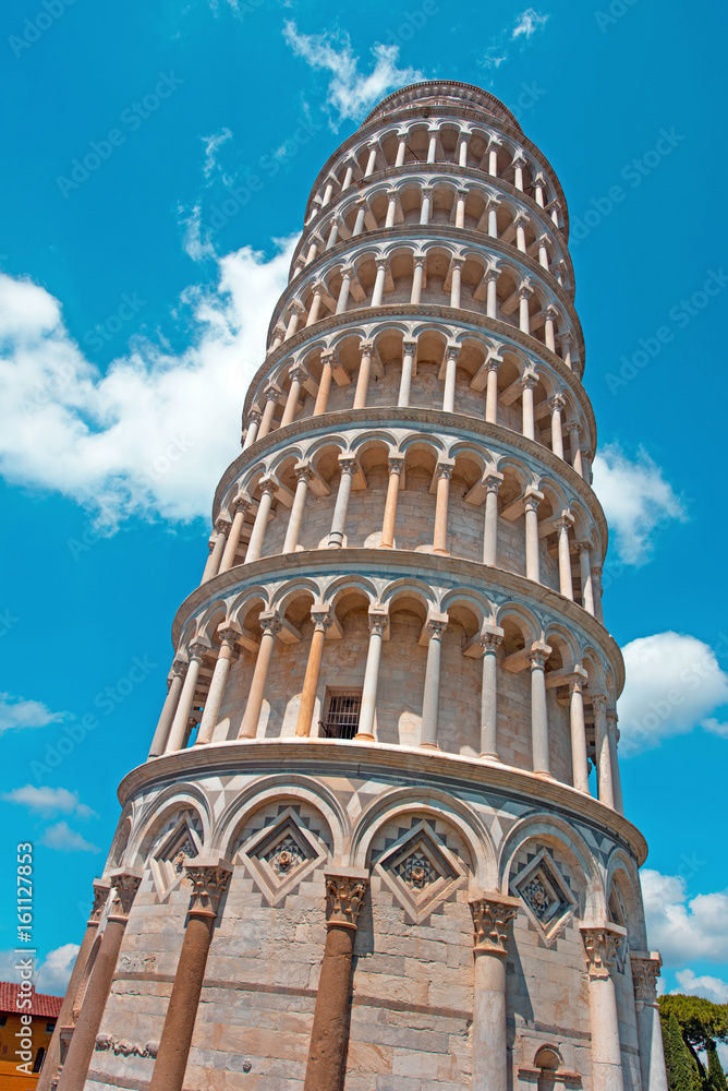 Amazing landscape with famous leaning tower in Pisa, Italy, Europe