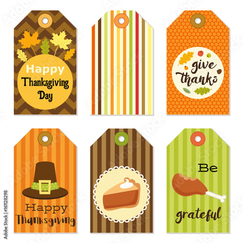 Cute autumn gift tags bundle in traditional colors