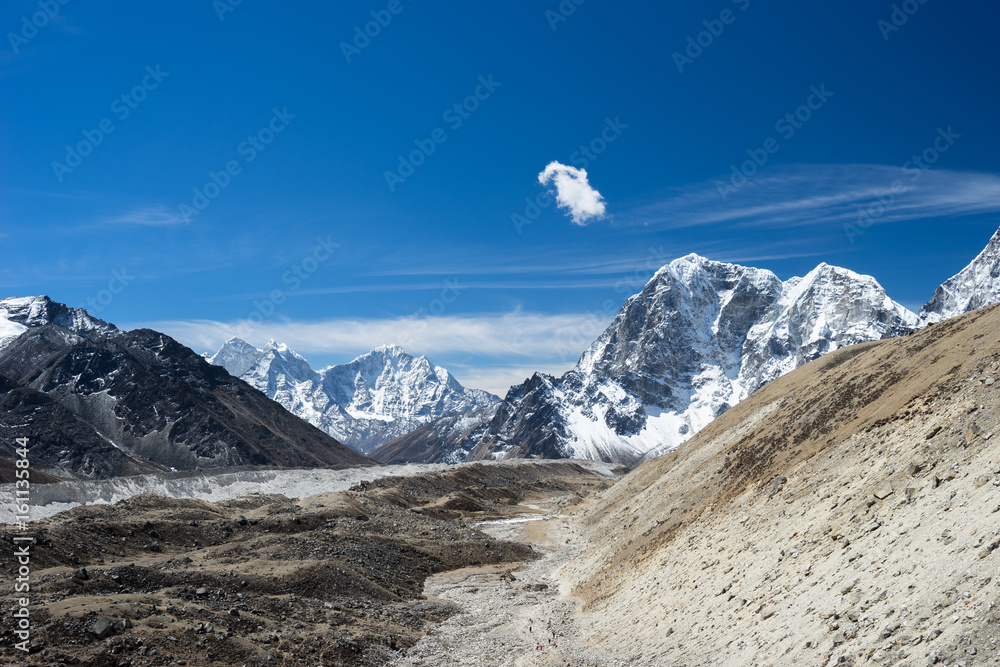 Landscape of Himalaya mountains along the way to Everest base camp, Nepal