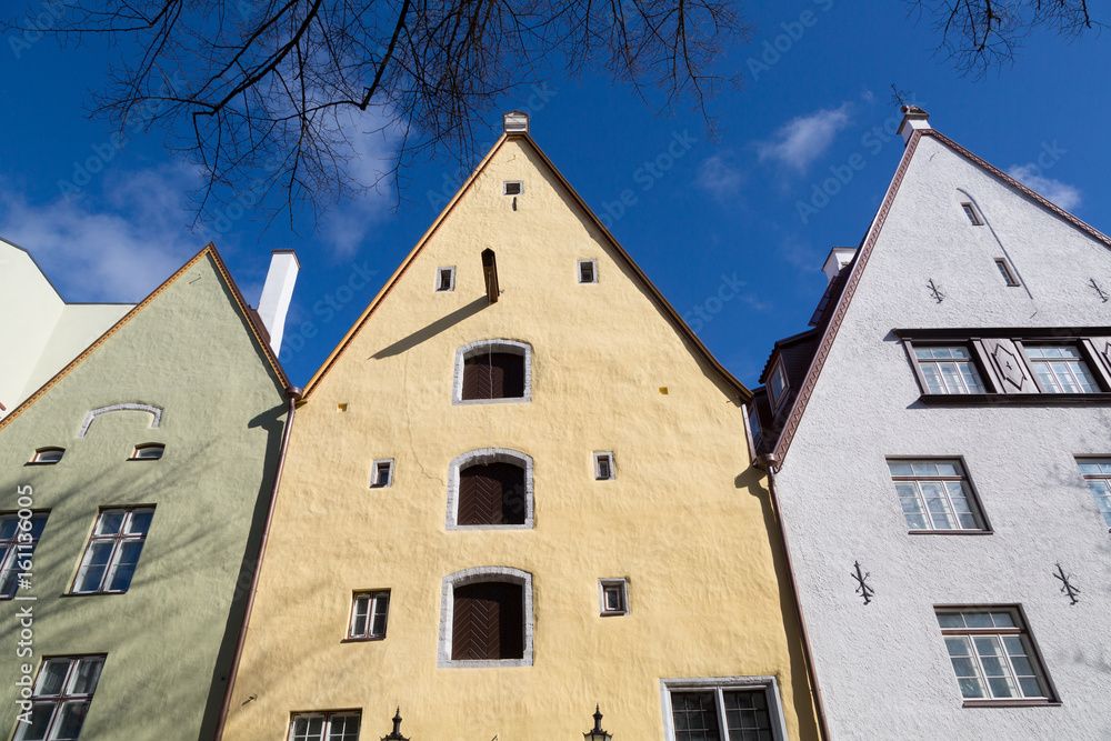 Medieval houses, called Three Sisters, Pikk street ,Tallinn, Estonia