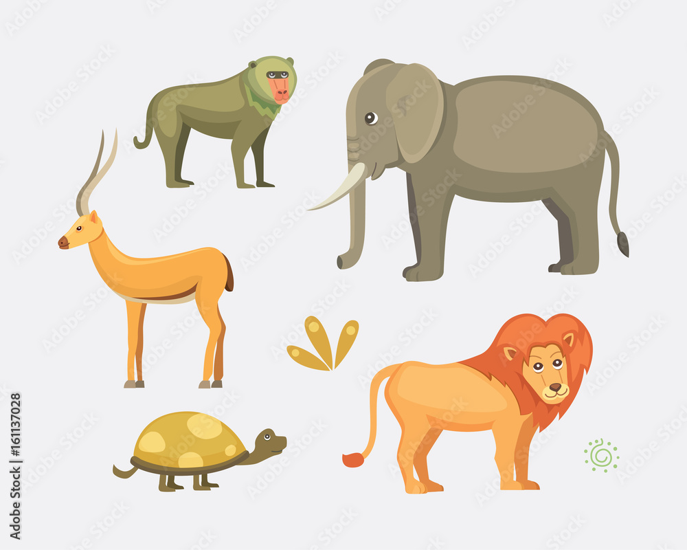 African animals cartoon vector set.