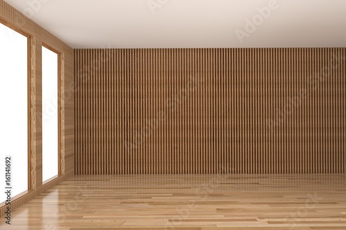 empty hardwood interior room in 3D rendering
