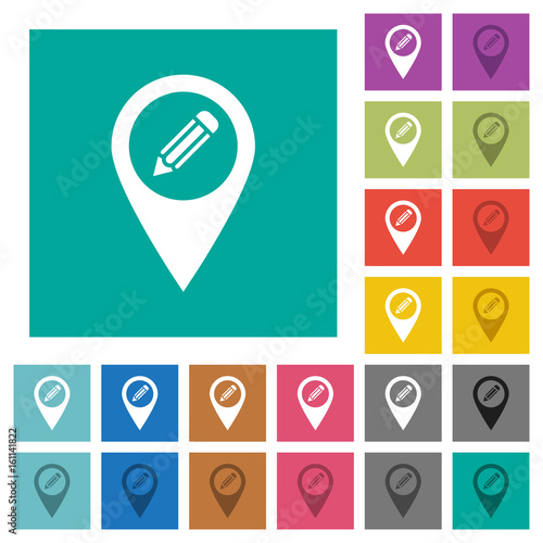 Edit GPS map location square flat multi colored icons
