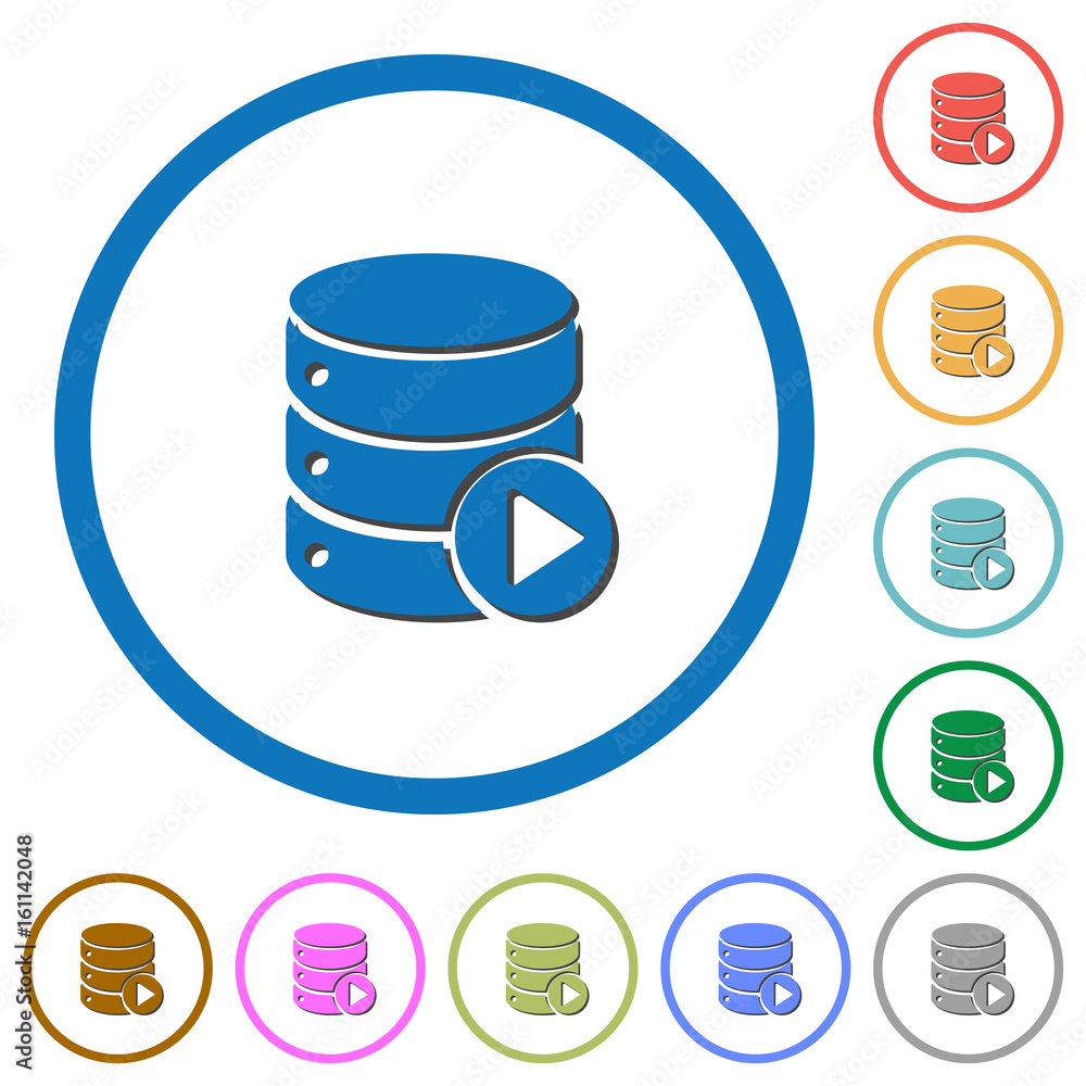 Database macro icons with shadows and outlines Database macro icons with shadows and outlines