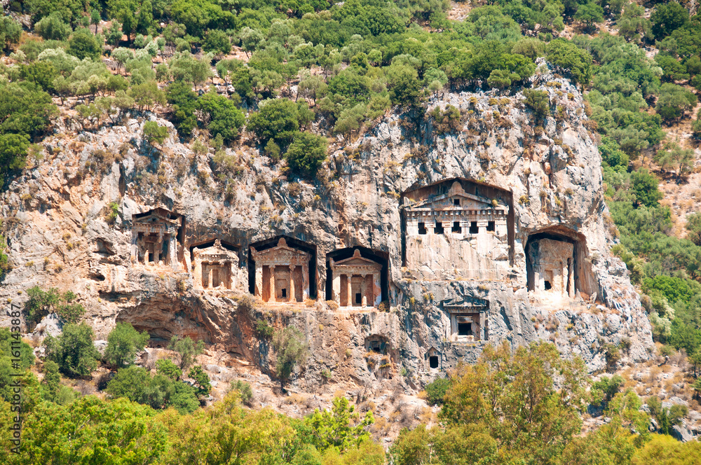 Famous Lycian Tombs of ancient Caunos city, Dalyan, Turkey Famous Lycian Tombs of ancient Caunos city, Dalyan, Turkey