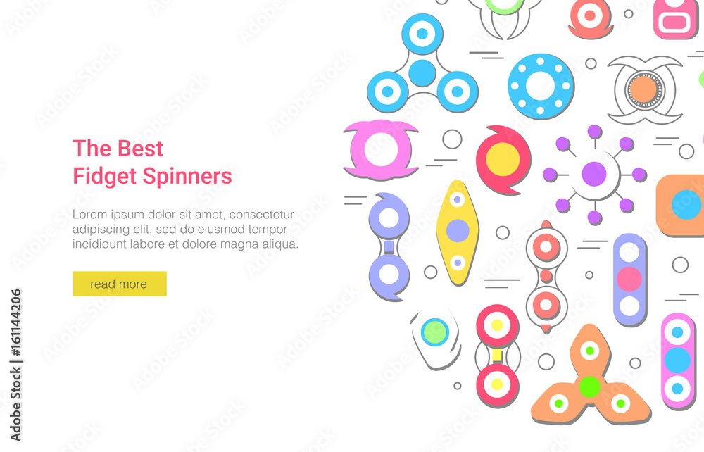 Fidget Spinners banner design. Popular toy for stress relief. Fidget Spinners banner design. Popular toy for stress relief.