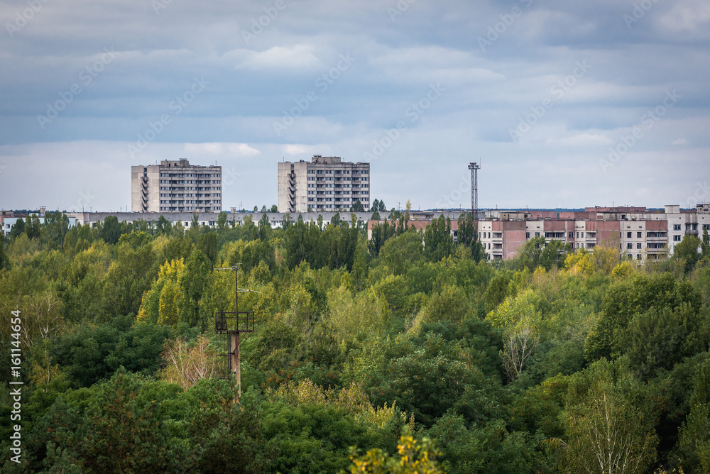 Abandoned Pripyat city in Chernobyl Exclusion Zone, Ukraine