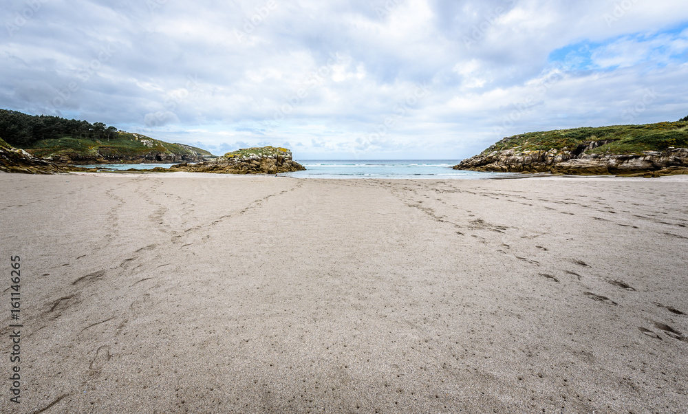 Atlantic sandy beach in Galicia Spain. Atlantic sandy beach in Galicia Spain.