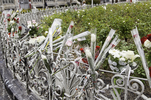 Flowers in homage against terrorism