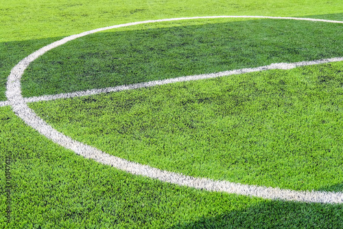 Artificial turf,soccer field,White stripe on the artificial soccer field