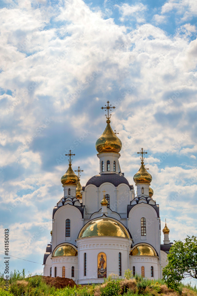 Beautiful Orthodox church against blue sky